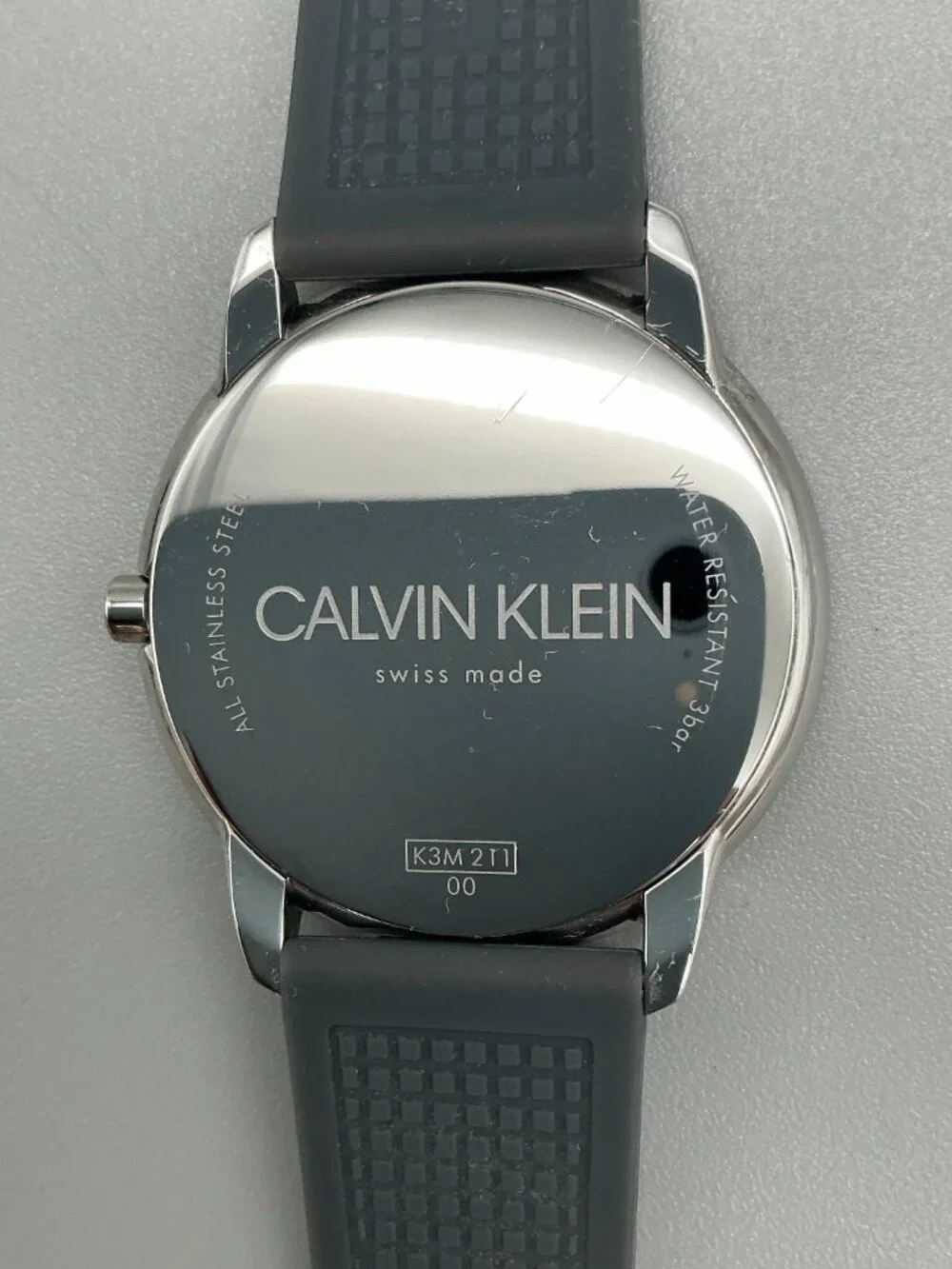 Calvin Klein Minimal Unisex 40mm Silver Tone Black Red Dial Stainless Steel Case